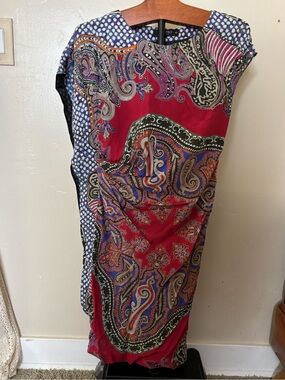 Etro Paisley Print Knee-Length Dress Silk Viscose Cinched Scarf like design